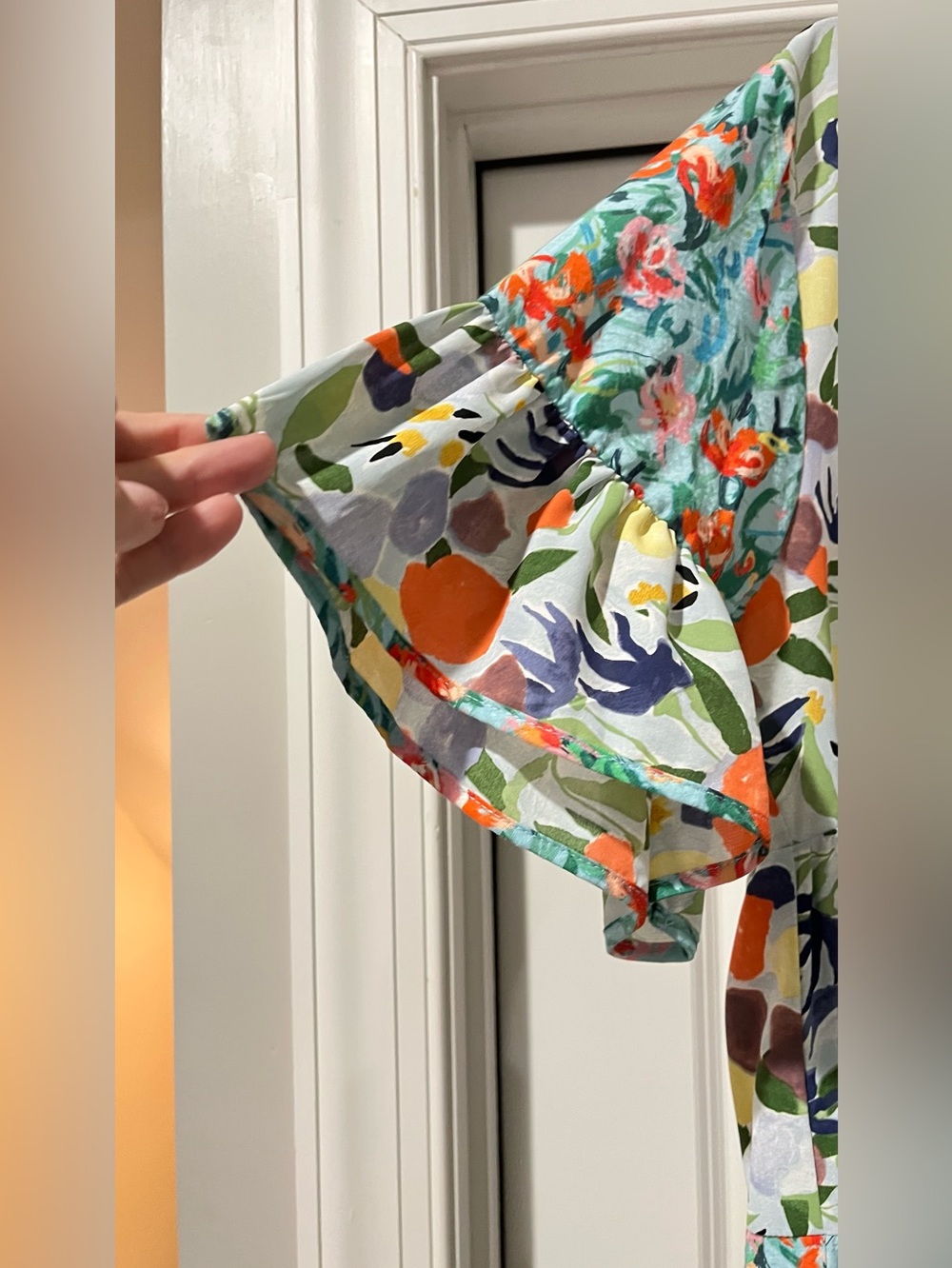 entro Multicolor Floral Tiered V-Neck Dress — Orange, Teal, Navy, Green - Picture 2 of 5